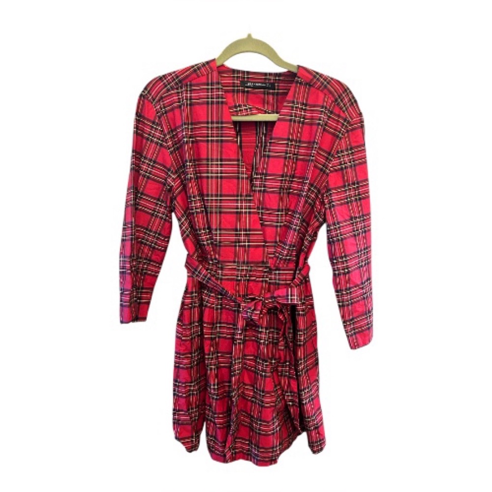 Zara Red and Black Plaid Dress